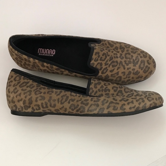 MUNRO Jerrie Leopard Loafer Suede Comfort Flats Black Tan Women’s Size 13 - Picture 8 of 16